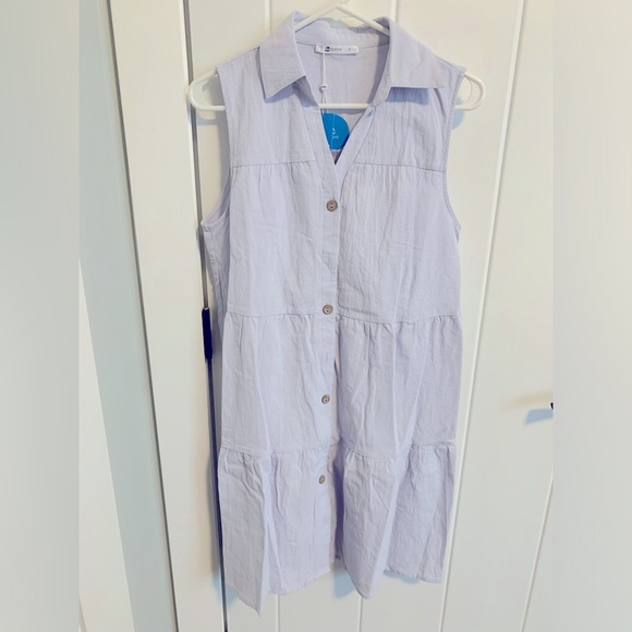 CUPSHE Ke'e Beach Loose Waisted Shirt Collar A-Shape Dress in light blue medium - Picture 2 of 4